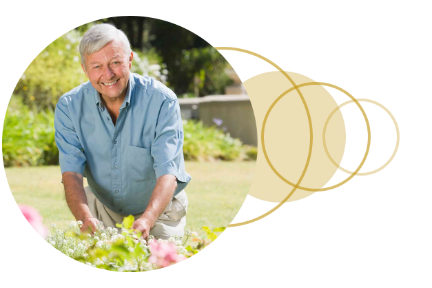 Older man gardening in his property with a Reverse Mortgage from University Lending Group