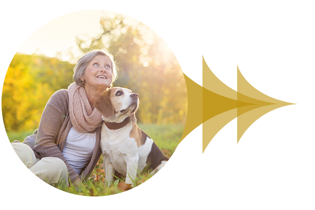 Woman with her dog purchased a no mortgage insurance home loan with University Lending Group